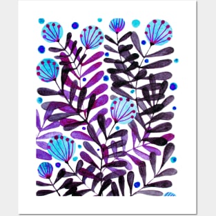 Flowers and foliage - purple and blue Posters and Art